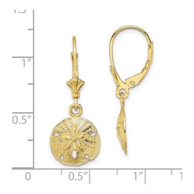 10K Yellow Gold Sand Dollar Leverback Earrings – view 4