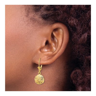 10K Yellow Gold Sand Dollar Leverback Earrings – view 5