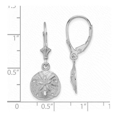 10K White Gold Sand Dollar Leverback Earrings – view 3
