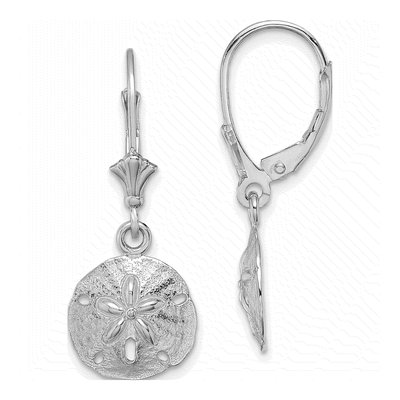 10K White Gold Sand Dollar Leverback Earrings