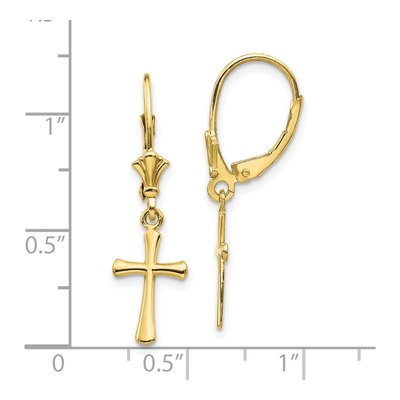 10K Yellow Gold Cross Leverback Earrings – view 4