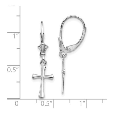 10K White Gold Cross Leverback Earrings – view 5