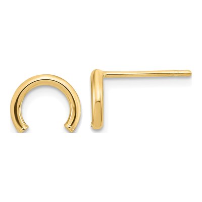 10K Yellow Gold U-Shape Button Stud Earrings