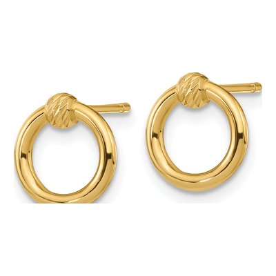 10K Yellow Gold Diamond-Cut Circle Stud Earrings – view 3