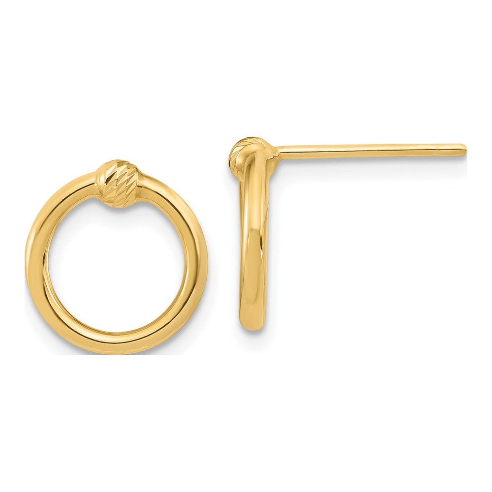 10K Yellow Gold Diamond-Cut Circle Stud Earrings