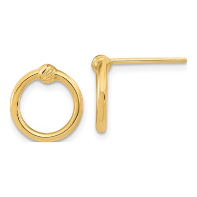 10K Yellow Gold Diamond-Cut Circle Stud Earrings