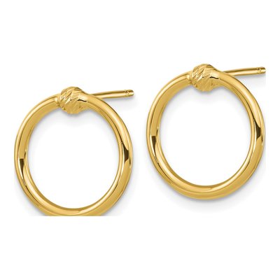 10K Yellow Gold Diamond-Cut Circle Stud Earrings – view 3