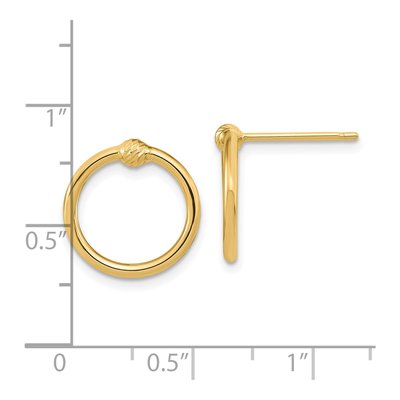 10K Yellow Gold Diamond-Cut Circle Stud Earrings – view 5