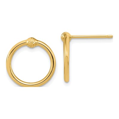 10K Yellow Gold Diamond-Cut Circle Stud Earrings