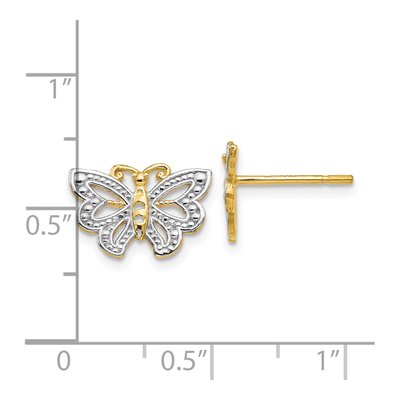 10K Yellow Gold Butterfly Stud Earrings – view 5