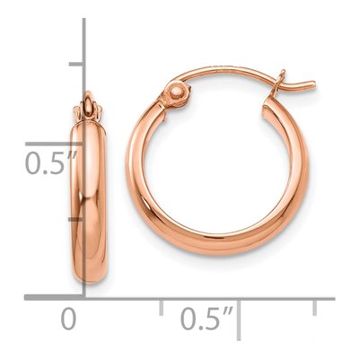 10K Rose Gold 15mm Hoop Earrings – view 5