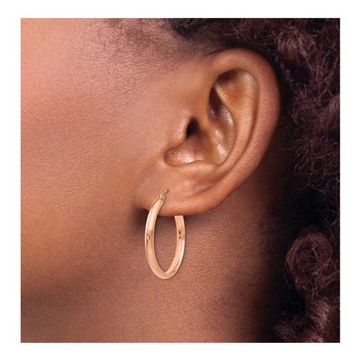 10K Rose Gold 25mm Hoop Earrings – view 4