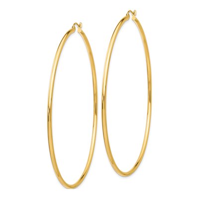 10K Yellow Gold 75mm Tube Hoop Earrings – view 3