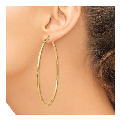 10K Yellow Gold 75mm Tube Hoop Earrings – view 4