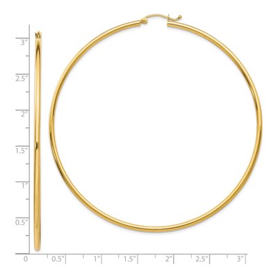 10K Yellow Gold 75mm Tube Hoop Earrings – view 5