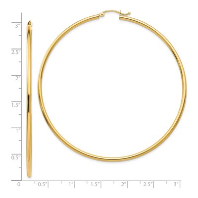 10K Yellow Gold 70mm Tube Hoop Earrings – view 5