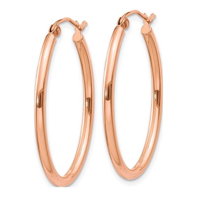 10K Rose Gold Oval Hoop Earrings – view 2