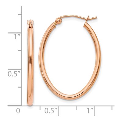 10K Rose Gold Oval Hoop Earrings – view 4
