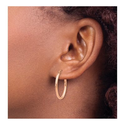 10K Rose Gold Oval Hoop Earrings – view 3