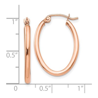 10K Rose Gold Oval Hoop Earrings – view 4