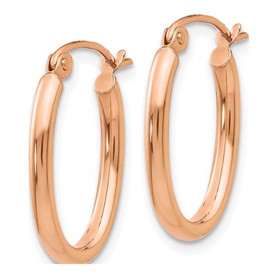 10K Rose Gold Oval Hoop Earrings – view 2