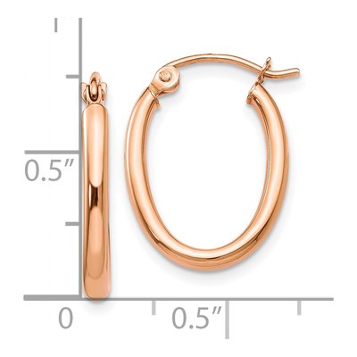 10K Rose Gold Oval Hoop Earrings – view 4