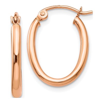 10K Rose Gold Oval Hoop Earrings
