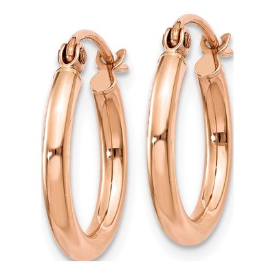 10K Rose Gold 15mm Tube Hoop Earrings – view 3