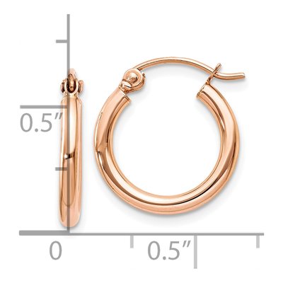 10K Rose Gold 15mm Tube Hoop Earrings – view 5