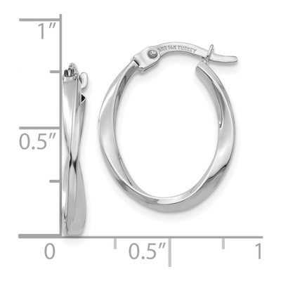 10K White Gold Twisted Oval Hoop Earrings – view 5