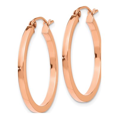 10K Rose Gold 25mm Square Tube Hoop Earrings – view 3