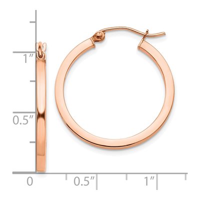 10K Rose Gold 25mm Square Tube Hoop Earrings – view 5