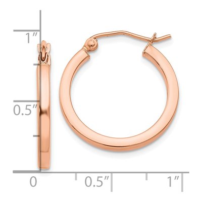 10K Rose Gold 20mm Square Tube Hoop Earrings – view 5