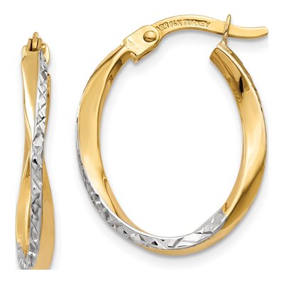 10K Yellow Gold 17mm Oval Hoop Earrings