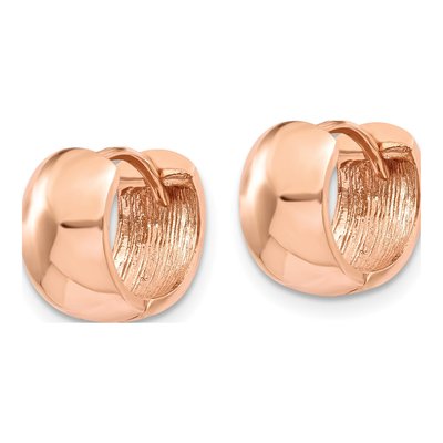 10K Rose Gold 9.75mm Round Huggie Hoop Earrings – view 2