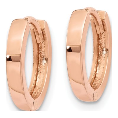 10K Rose Gold 11mm Round Huggie Hoop Earrings – view 2
