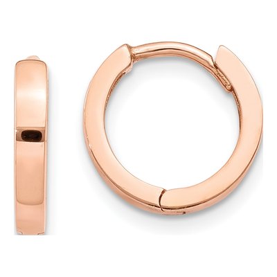 10K Rose Gold 11mm Round Huggie Hoop Earrings