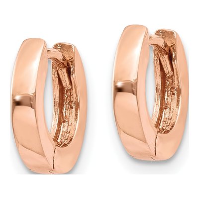 10K Rose Gold 9.5mm Round Huggie Hoop Earrings – view 2