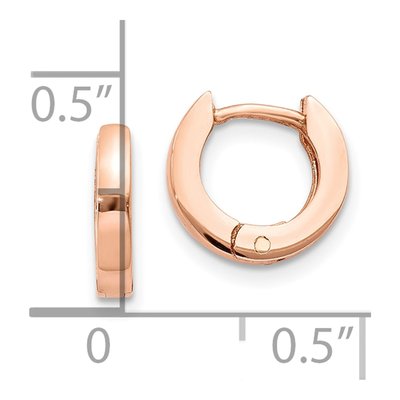 10K Rose Gold 9.5mm Round Huggie Hoop Earrings – view 4