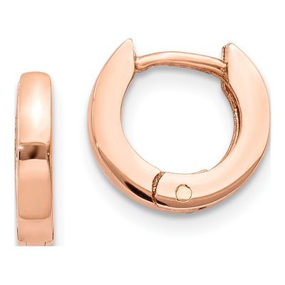 10K Rose Gold 9.5mm Round Huggie Hoop Earrings