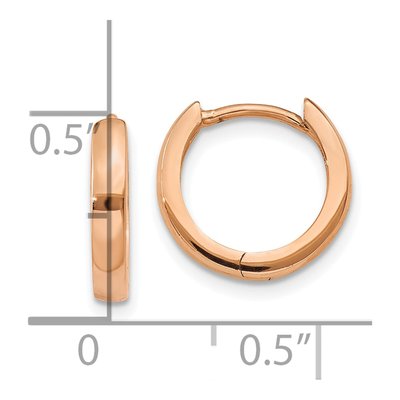 10K Rose Gold 11mm Huggie Hoop Earrings – view 4