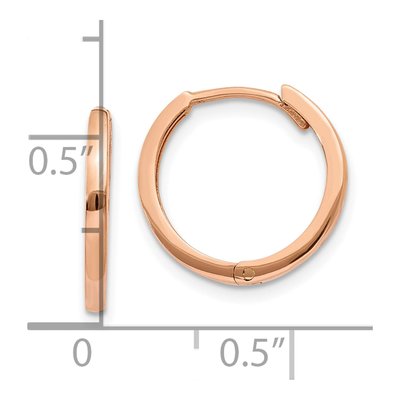10K Rose Gold 13mm Huggie Hoop Earrings – view 4