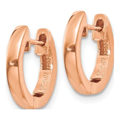 10K Rose Gold 13mm Huggie Hoop Earrings – view 3