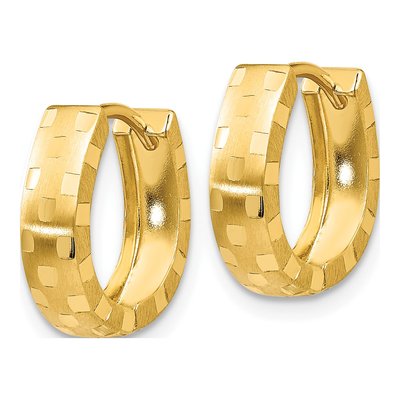 10K Yellow Gold 14mm Diamond-Cut Huggie Hoop Earrings – view 3