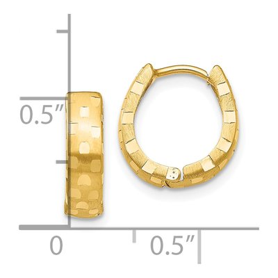 10K Yellow Gold 14mm Diamond-Cut Huggie Hoop Earrings – view 5