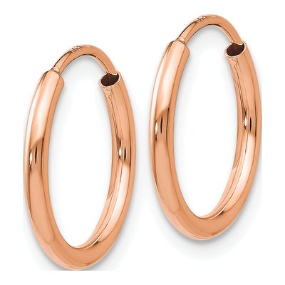 10K Rose Gold 16mm Endless Tube Hoop Earrings – view 3