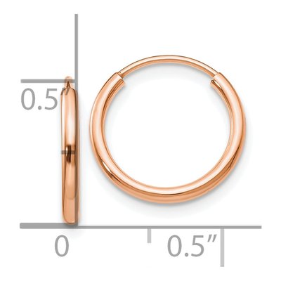 10K Rose Gold 16mm Endless Tube Hoop Earrings – view 5