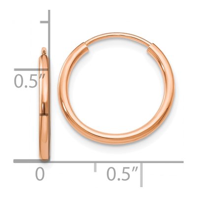 10K Rose Gold 16mm Endless Tube Hoop Earrings – view 5