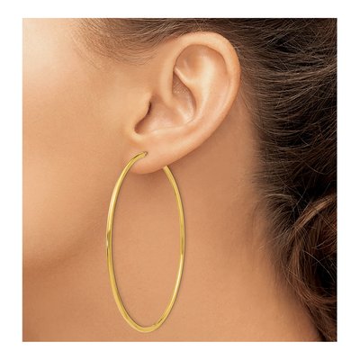 10K Yellow Gold 70mm Endless Hoop Earrings – view 4
