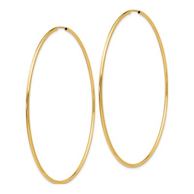 10K Yellow Gold 75mm Endless Hoop Earrings – view 2